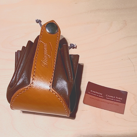 NWOT Diagonal leather pouch - Picture 1 of 4